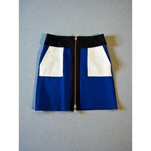INC Zip Blue Black Colorblock Skirt Size 6